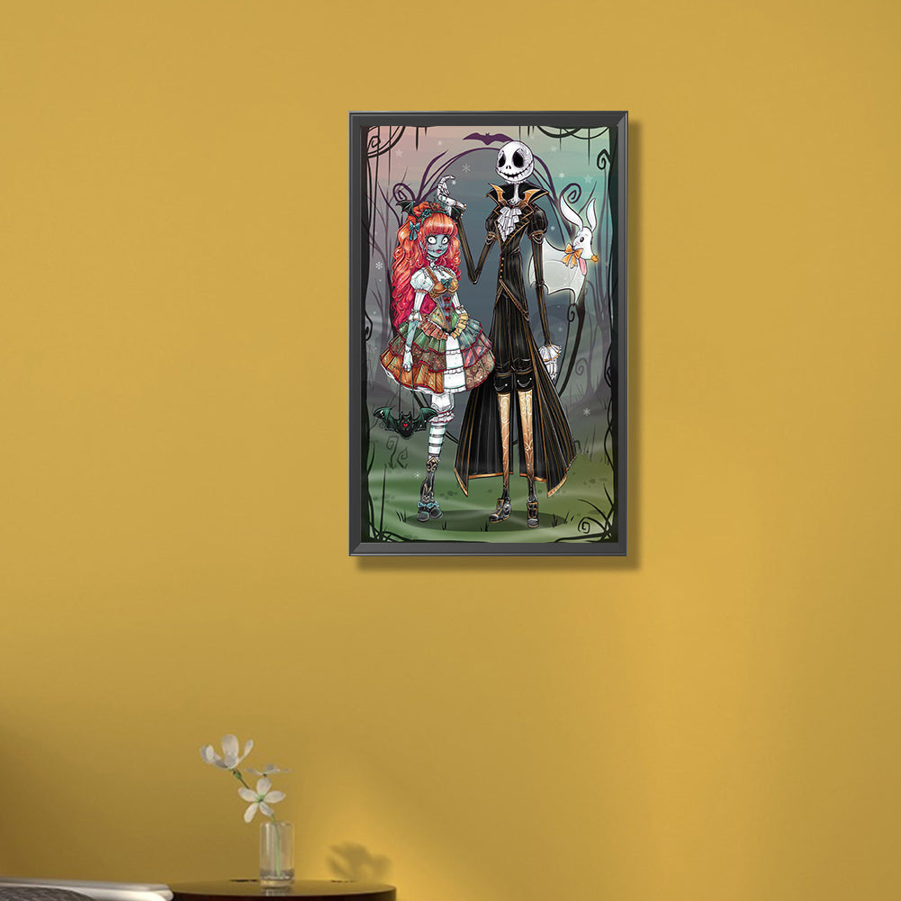 Dark Maiden And Skull - Full Round Drill Diamond Painting 30*50CM