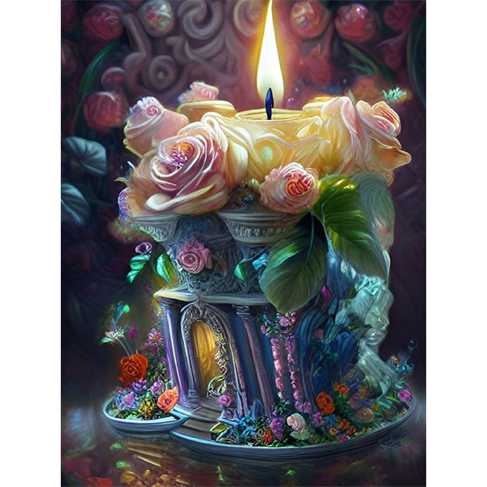 Flower Candle - Full Round Drill Diamond Painting 30*40CM