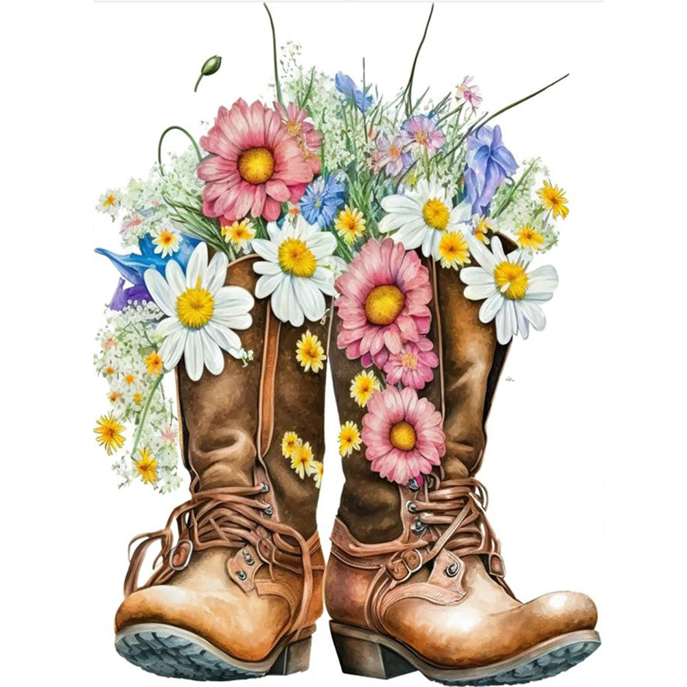 Flower Boots 30*40Ccm(canvas) full round drill diamond painting