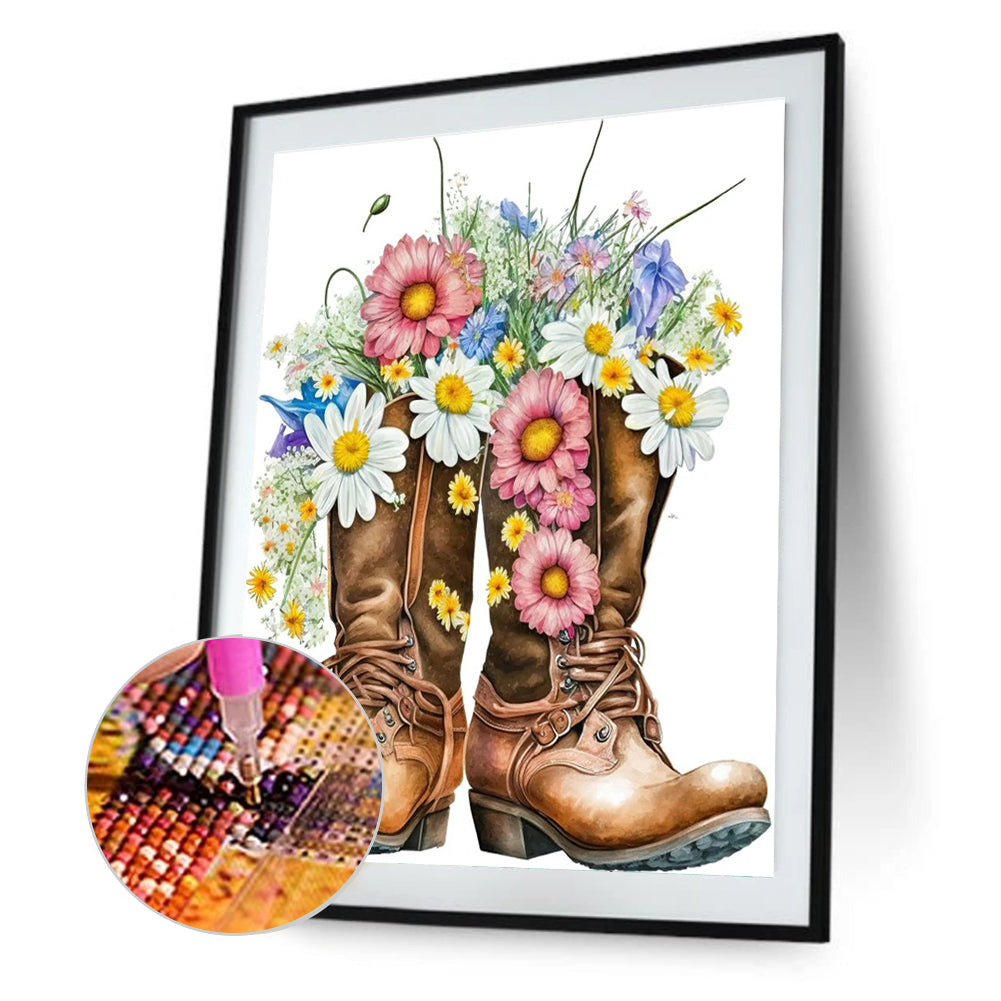 Flower Boots 30*40Ccm(canvas) full round drill diamond painting