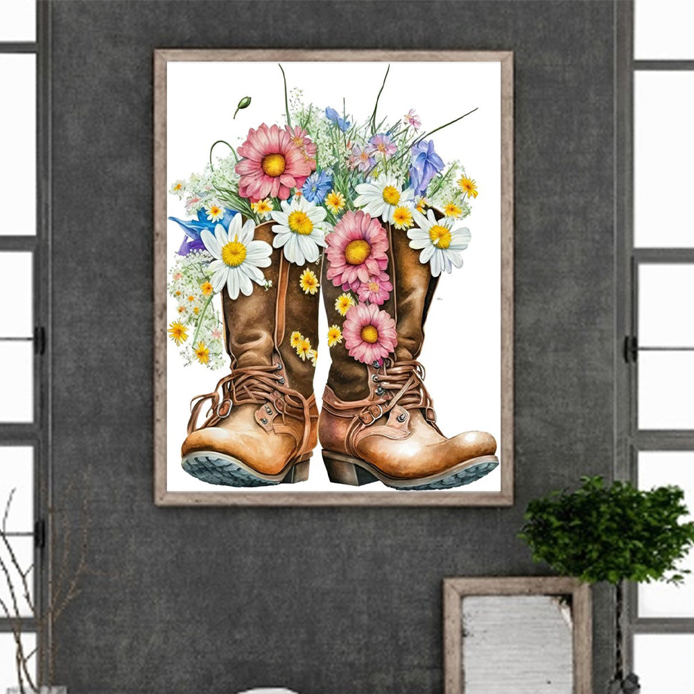 Flower Boots 30*40Ccm(canvas) full round drill diamond painting