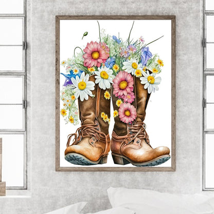 Flower Boots 30*40Ccm(canvas) full round drill diamond painting