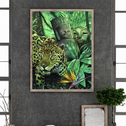 Cheetah In The Forest Ruins 30*40Ccm(canvas) full round drill diamond painting