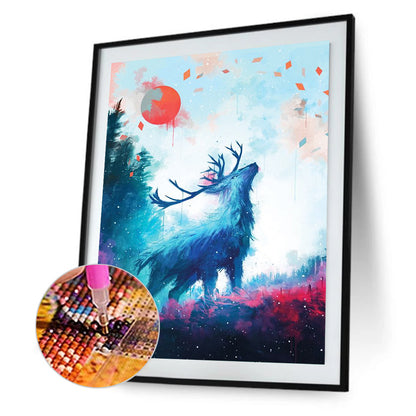 Deer Looking Up To The Sky 30*40Ccm(canvas) full round drill diamond painting