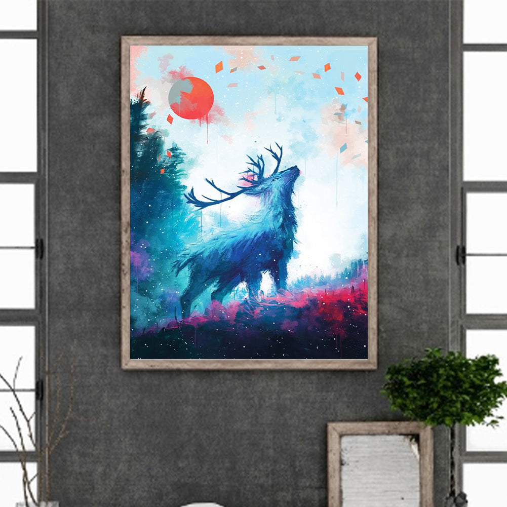 Deer Looking Up To The Sky 30*40Ccm(canvas) full round drill diamond painting