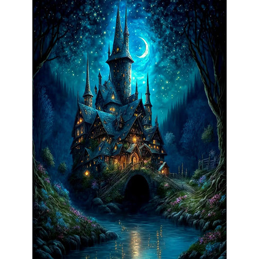 Castle Of Silence At Night 30*40Ccm(canvas) full round drill diamond painting