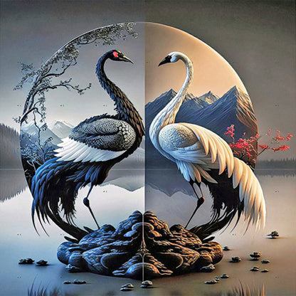 Crane Yin And Yang Diagram - Full Round Drill Diamond Painting 30*30CM