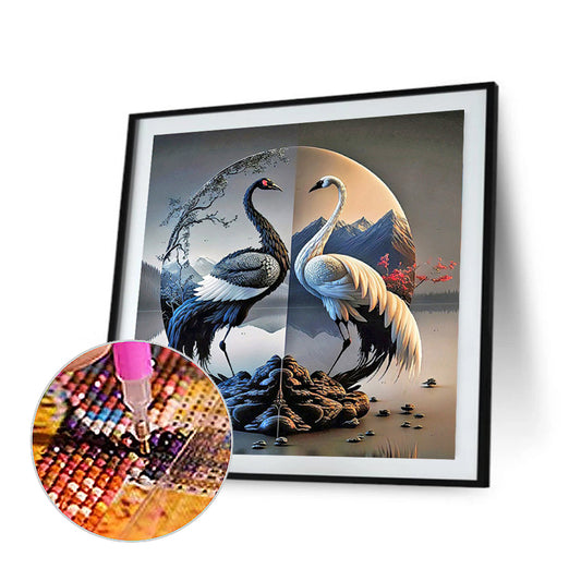 Crane Yin And Yang Diagram - Full Round Drill Diamond Painting 30*30CM
