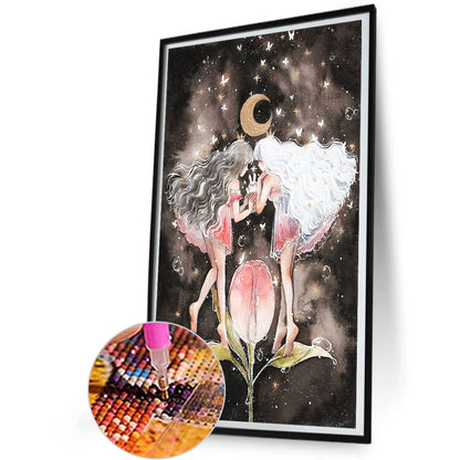 Flower Fairy Under The Moon - Full Round Drill Diamond Painting 30*50CM