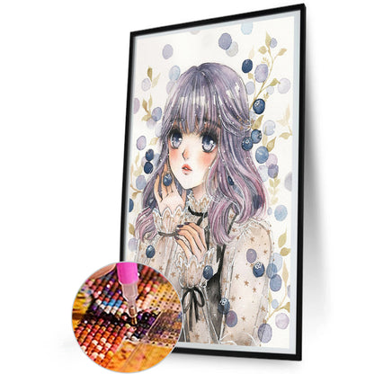 Blueberry Girl - Full Round Drill Diamond Painting 30*50CM