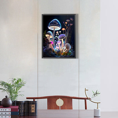 Glowing Mushroom In The Corner 30*40Ccm(canvas) full round drill diamond painting