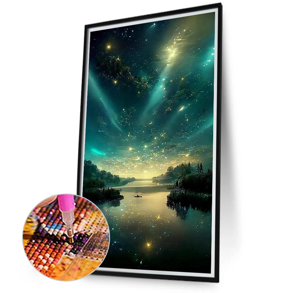Starry Night Scene 40*70Ccm(canvas) full round drill diamond painting