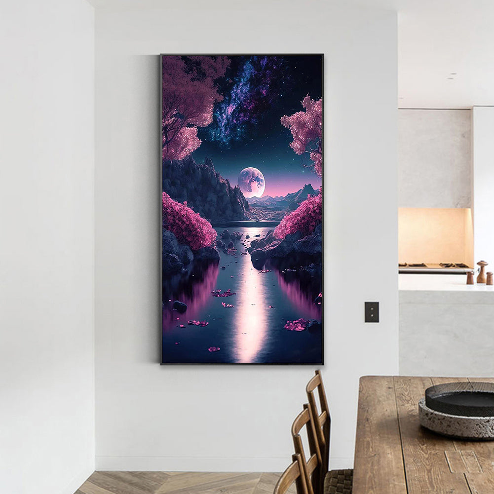 The Night Guided By The Sea Of Flowers 40*70Ccm(canvas) full round drill diamond painting