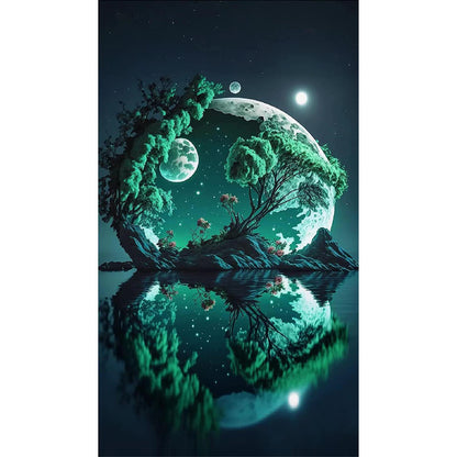 The Lonely Island Reflected In The Moonlight 40*70Ccm(canvas) full round drill diamond painting