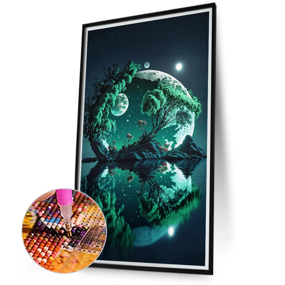 The Lonely Island Reflected In The Moonlight 40*70Ccm(canvas) full round drill diamond painting