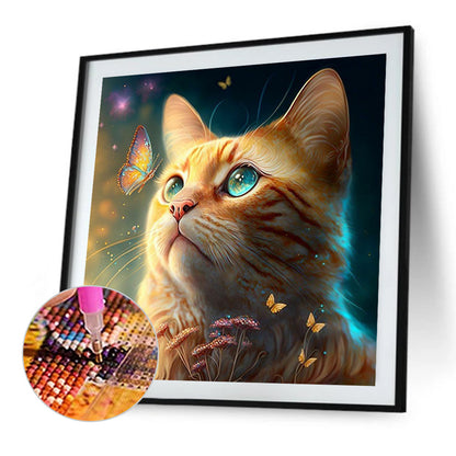 Cat - Full Round Drill Diamond Painting 30*30CM