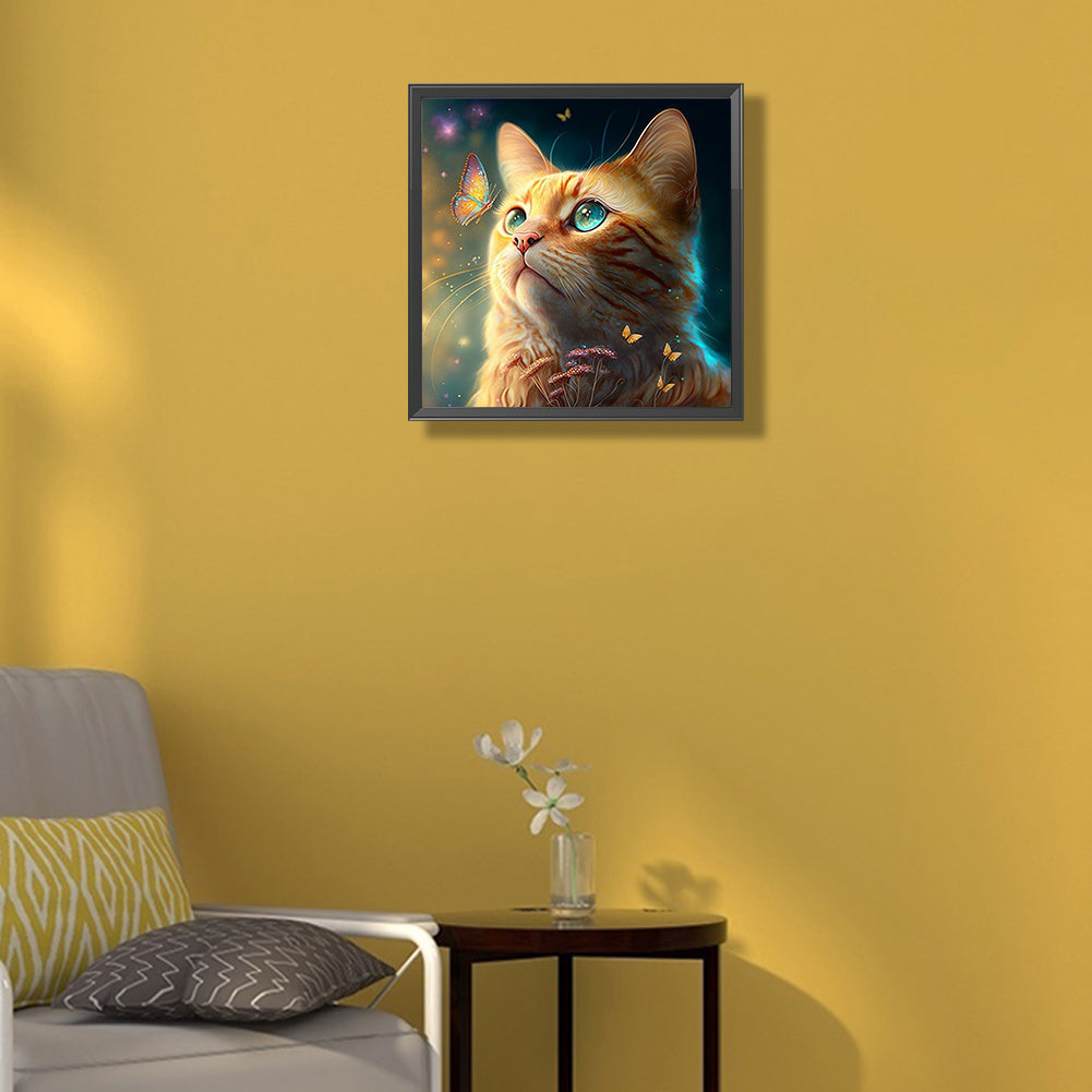 Cat - Full Round Drill Diamond Painting 30*30CM