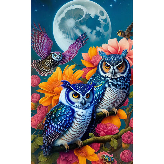 Owl - Full Round Drill Diamond Painting 30*50CM