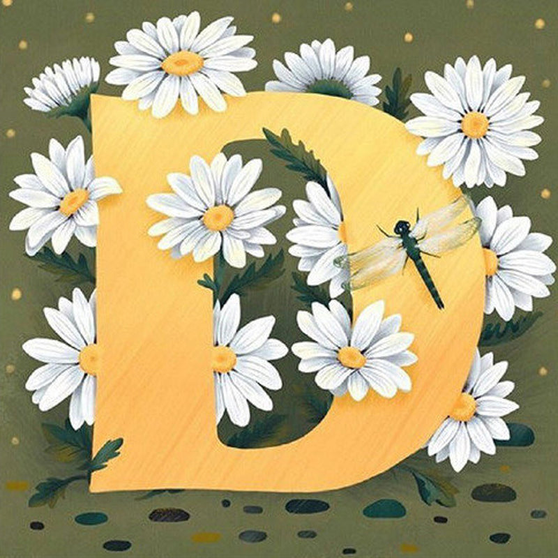 Daisy Letter D - Full Square Drill Diamond Painting 30*30CM