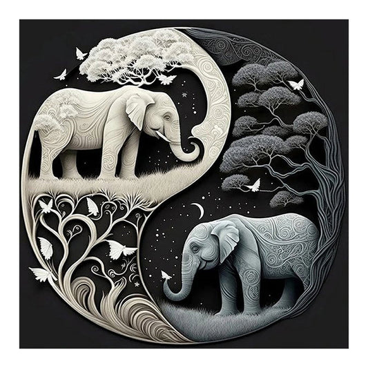 Elephant Yin Yang Diagram - Full Square Drill Diamond Painting 40*40CM