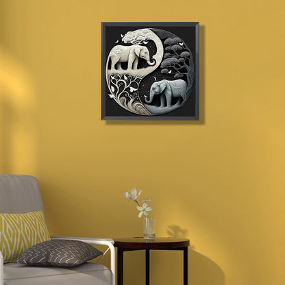 Elephant Yin Yang Diagram - Full Square Drill Diamond Painting 40*40CM