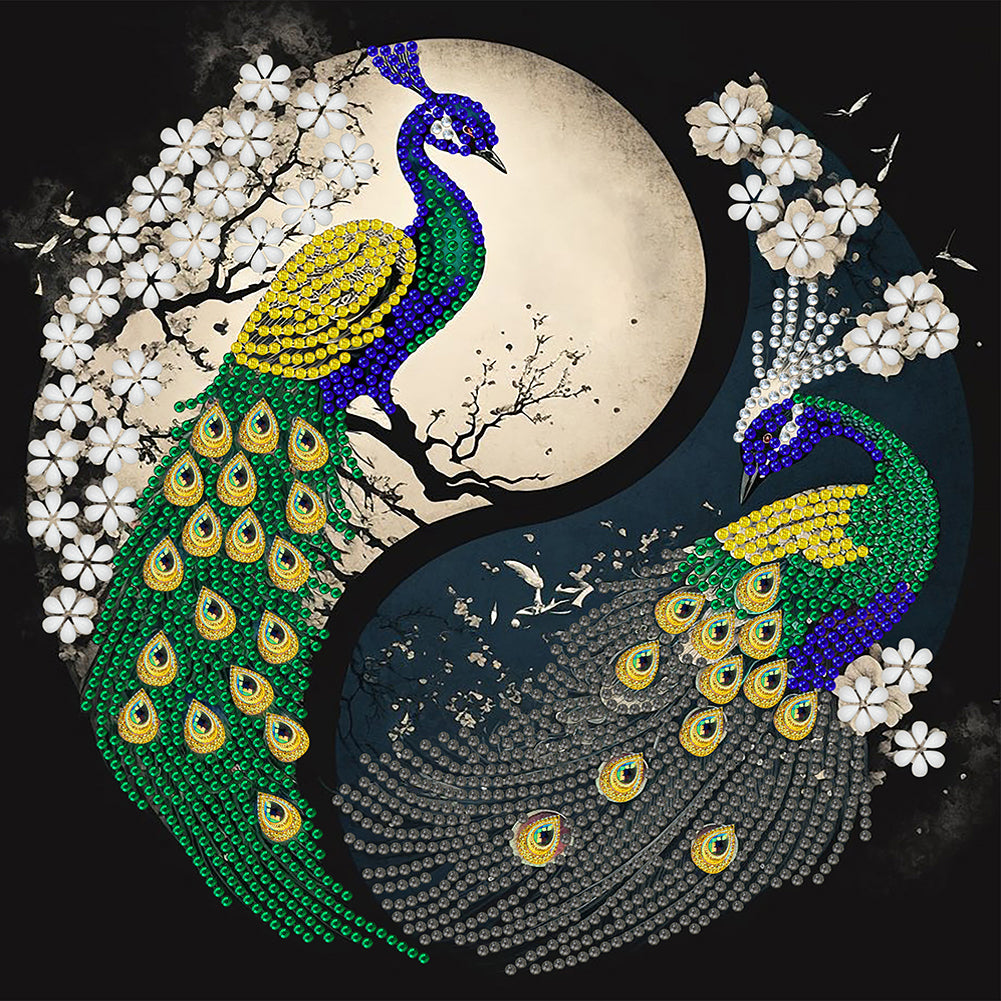 Tai Chi Yin Yang Peacock - Special Shaped Drill Diamond Painting 30*30CM