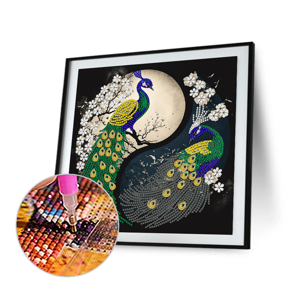 Tai Chi Yin Yang Peacock - Special Shaped Drill Diamond Painting 30*30CM