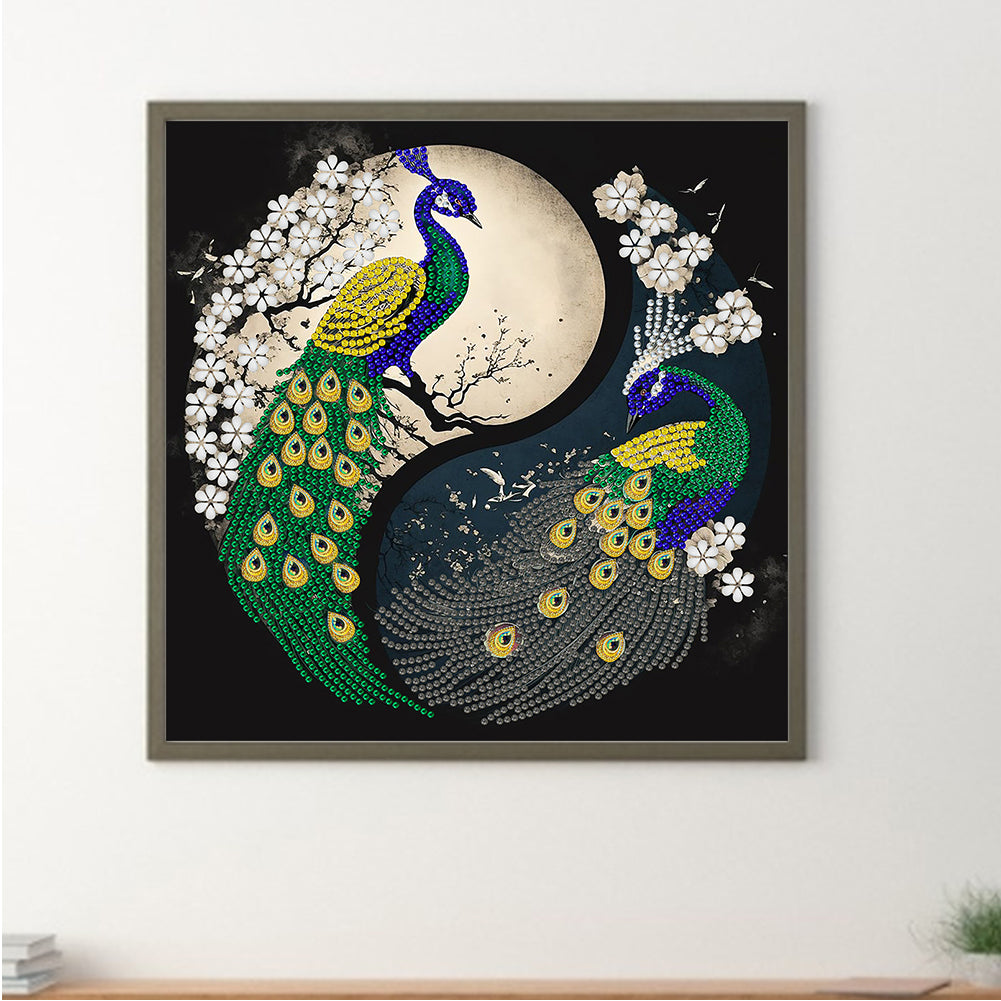 Tai Chi Yin Yang Peacock - Special Shaped Drill Diamond Painting 30*30CM