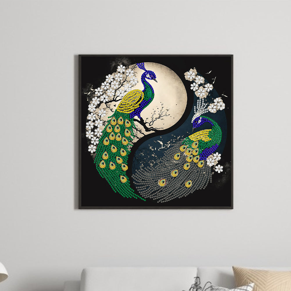 Tai Chi Yin Yang Peacock - Special Shaped Drill Diamond Painting 30*30CM