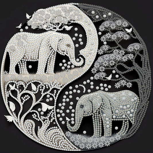 Tai Chi Yin Yang Elephant - Special Shaped Drill Diamond Painting 30*30CM