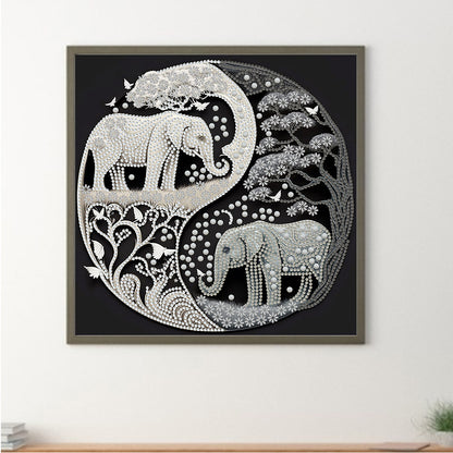 Tai Chi Yin Yang Elephant - Special Shaped Drill Diamond Painting 30*30CM