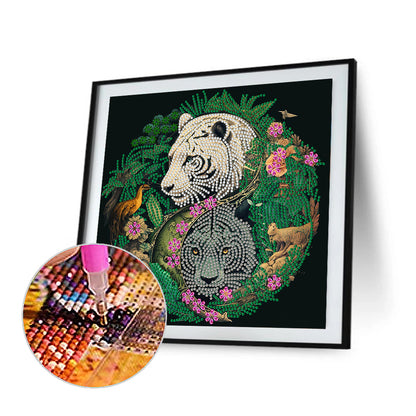 Tai Chi Yin Yang Tiger - Special Shaped Drill Diamond Painting 30*30CM