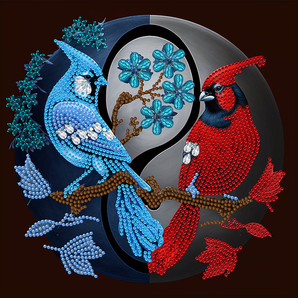 Tai Chi Yin Yang Cardinal Blue Bird - Special Shaped Drill Diamond Painting 30*30CM