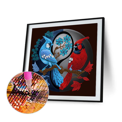 Tai Chi Yin Yang Cardinal Blue Bird - Special Shaped Drill Diamond Painting 30*30CM