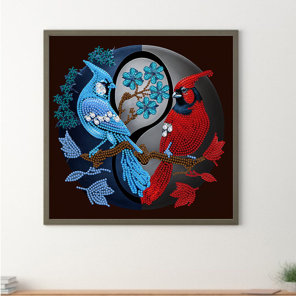 Tai Chi Yin Yang Cardinal Blue Bird - Special Shaped Drill Diamond Painting 30*30CM