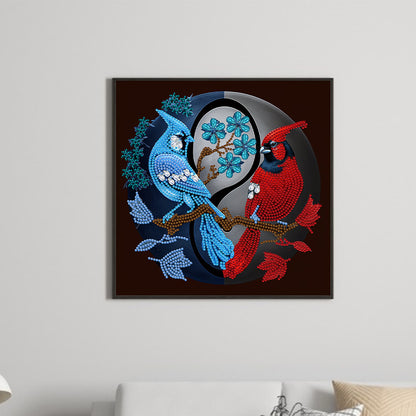 Tai Chi Yin Yang Cardinal Blue Bird - Special Shaped Drill Diamond Painting 30*30CM