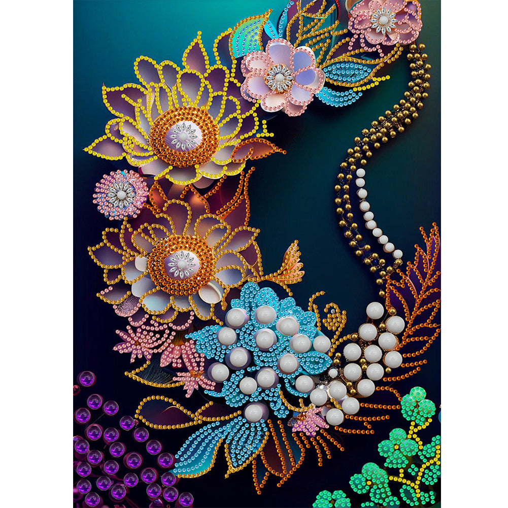 Jewelry Flower - Special Shaped Drill Diamond Painting 30*40CM