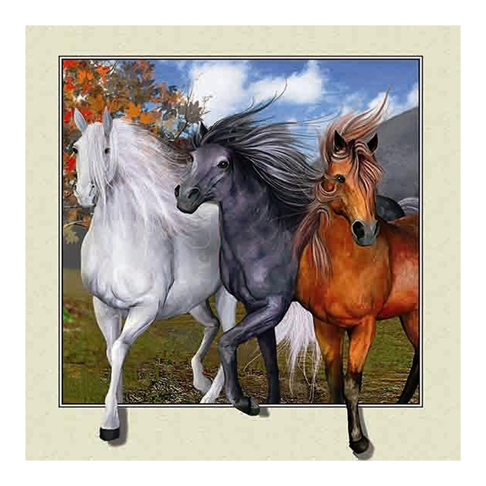 3D Picture Frame Running Horse - Full Round Drill Diamond Painting 30*30CM