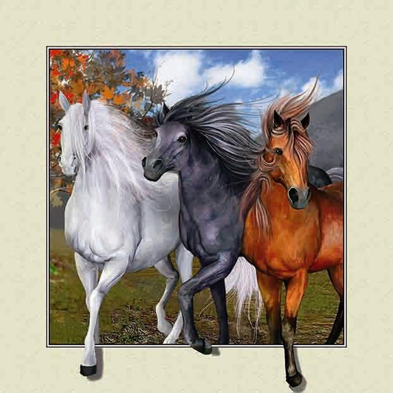 3D Picture Frame Running Horse - Full Round Drill Diamond Painting 30*30CM