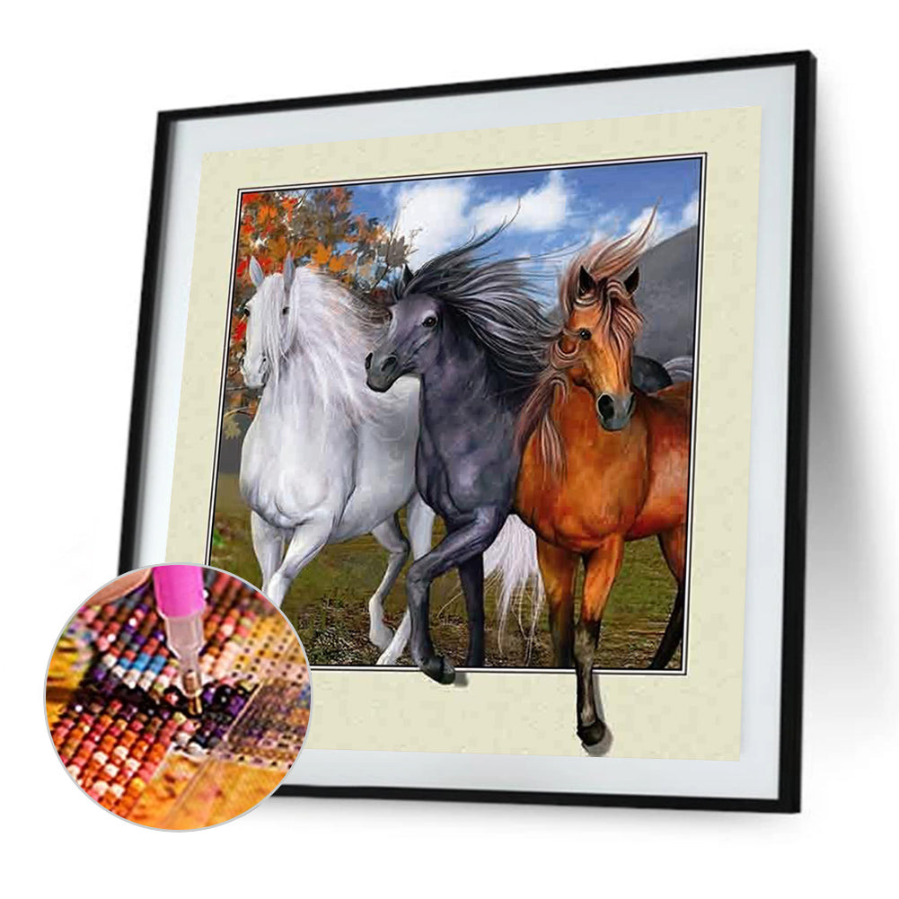 3D Picture Frame Running Horse - Full Round Drill Diamond Painting 30*30CM