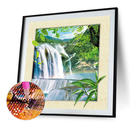 3D Picture Frame Small Bridge Flowing Water - Full Round Drill Diamond Painting 30*30CM