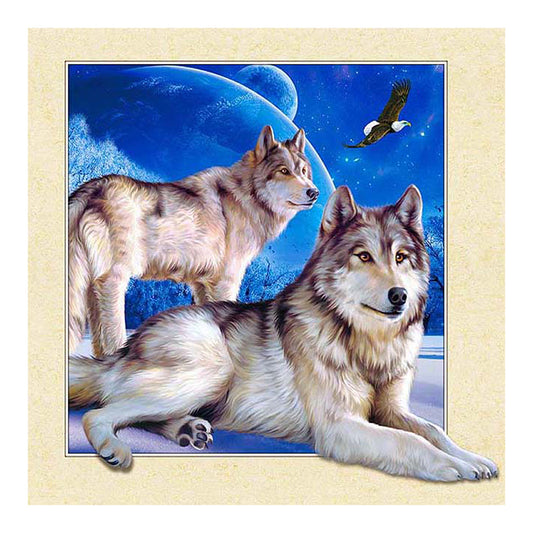 3D Picture Frame Snow Wolf - Full Round Drill Diamond Painting 30*30CM