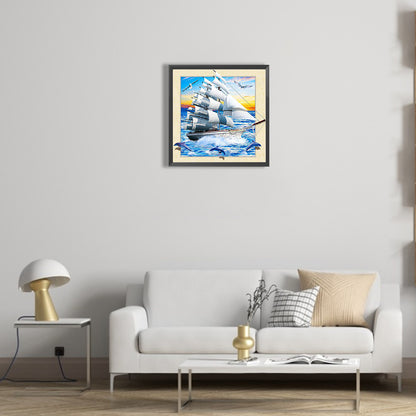 3D Picture Frame Sailboat - Full Round Drill Diamond Painting 30*30CM