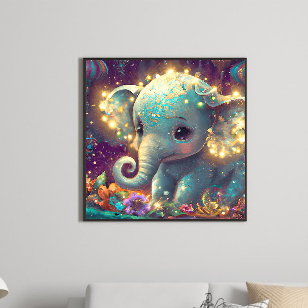 Glowing Elephant - Full Square Drill Diamond Painting 50*50CM