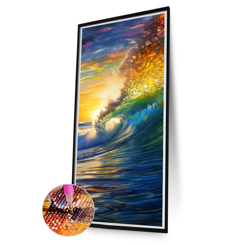 Sunset Ocean Waves - Full Square Drill Diamond Painting 30*90CM