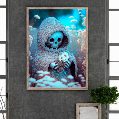 Little Skull Protecting Flowers - Full Round Drill Diamond Painting 30*40CM