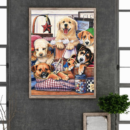 Leisure Time For Dog Bath - Full Round Drill Diamond Painting 30*40CM