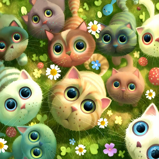 Kittens Looking Up Curiously - Full Round Drill Diamond Painting 30*30CM