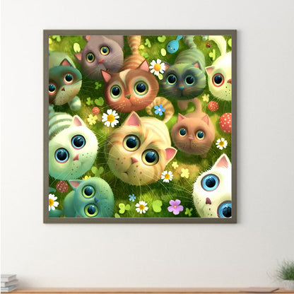 Kittens Looking Up Curiously - Full Round Drill Diamond Painting 30*30CM