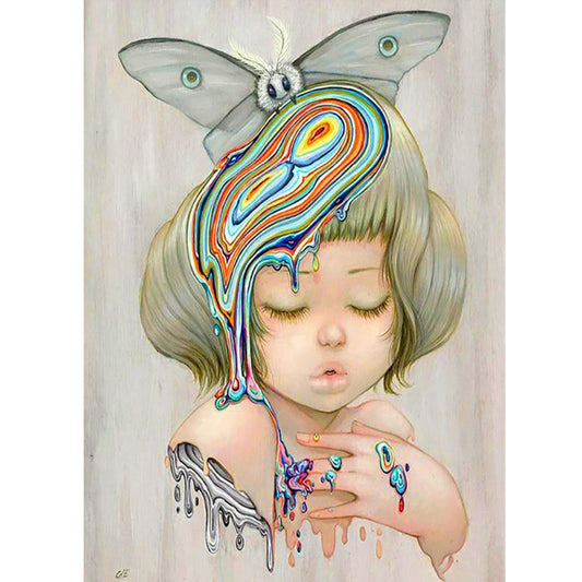 Moth Docked Syrup Girl - Full Round Drill Diamond Painting 30*40CM